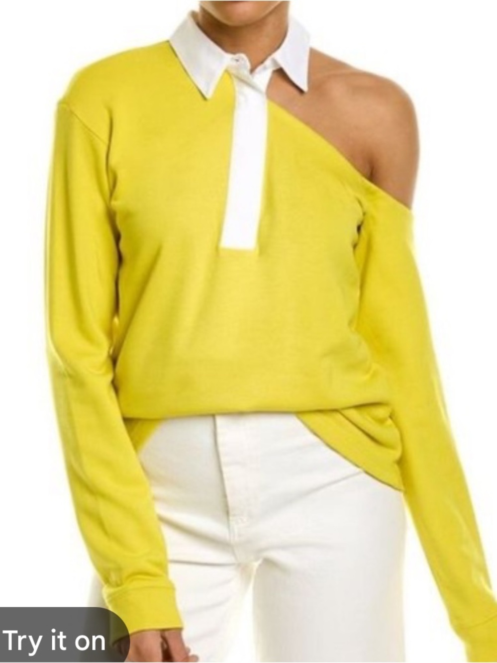 RTA Off-Shoulder Collared Yellow Women’s Sweater